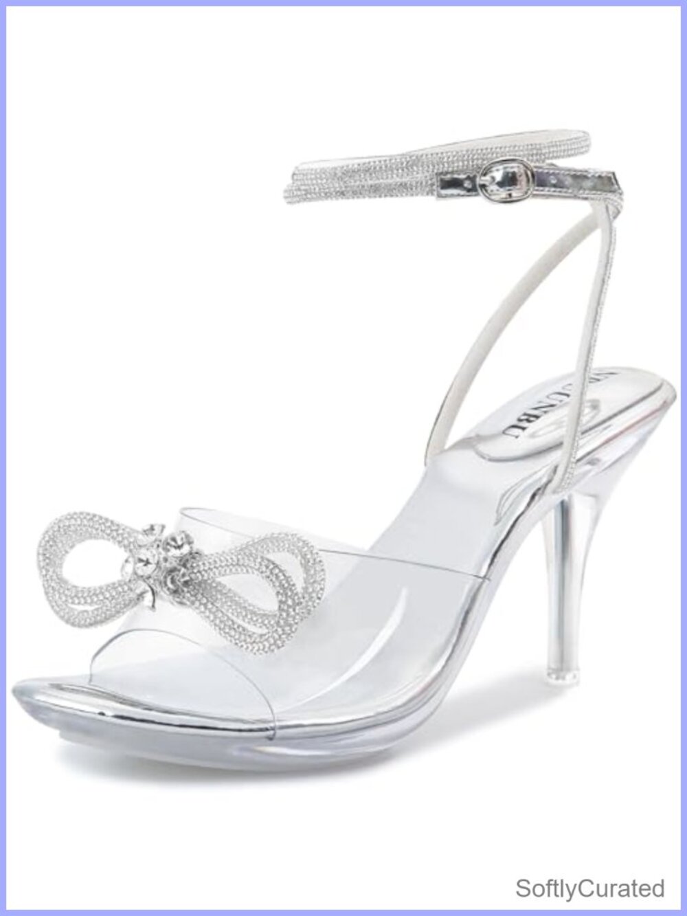 Clear Rhinestone Bow High Heel Sandals Platform Ankle Strap Wedding Party Shoes